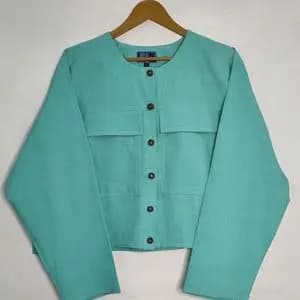 شومیز کراپ زنانه رنگ سبزآبی