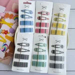 گیره مو تق تقی لاکی و پاستیلی دخترانه بسته چهار عددی دوجفتی