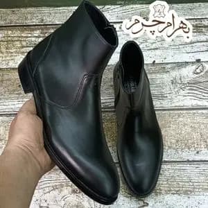 نیم بوت مردانه چرم طبیعی مشکی آلپاین کلاسیک