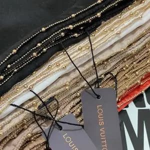 شال ابریشم ژاکارد وارداتی حاشیه زنجیری مجلسی طرح گوچی