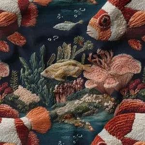 پارچه مخمل روبالشی پارچه باما طرح سه بعدی ماهی کد 5013923