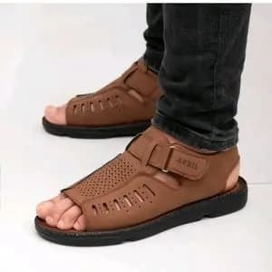 صندل مردانه جنس کوبایی رنگ حنایی پاخور عالی سبک