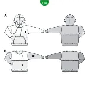 الگو خیاطی بلوز و شوئیشرت کودک بوردا کیدز کد 9301 سایز 7 تا 14 سال متد مولر