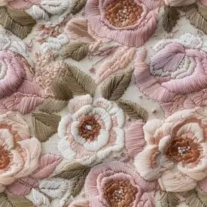 پارچه مخمل روتختی یک نفره پارچه باما طرح سه بعدی گل قدیمی کد 5014211