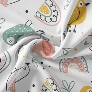 پارچه ملحفه مدل مخمل طرح نوزادی پرنده ها کد 5011336