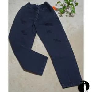 شلوار جین ذغالی مام زاپ دار کد 021