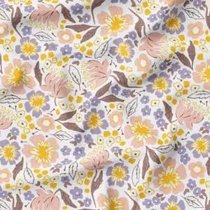 پارچه مخمل روتختی طرح گل و برگ کد 5012371