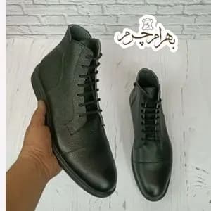 نیم بوت مردانه اسپرت چرم طبیعی دست دوز مدل فیدل مشکی