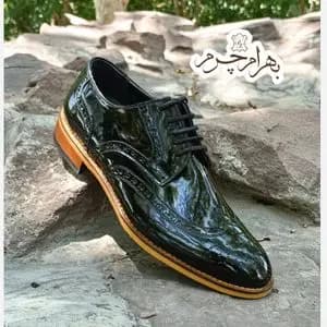کفش مردانه مجلسی چرم طبیعی مدل ویلسون ورنی مشکی