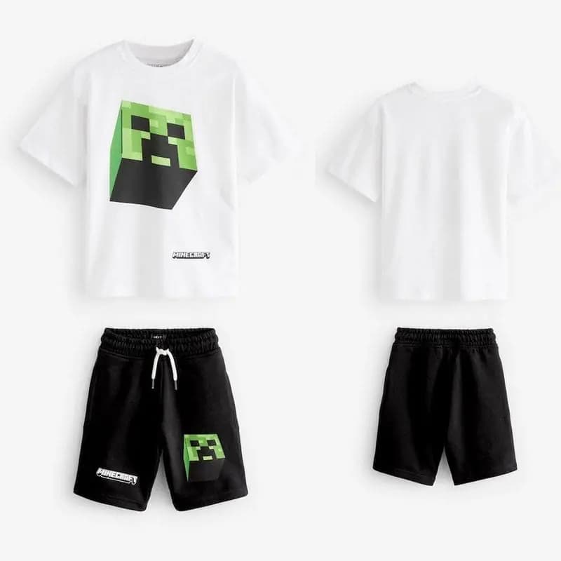 ست تیشرت و شلوارک بچگانه طرح ماینکرفت کد495