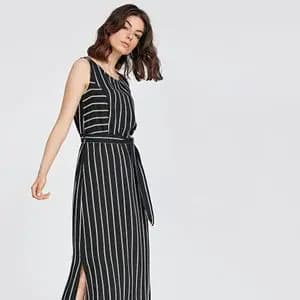 پیراهن راه راه سفید مشکی ساحلی ال سی واکیکی