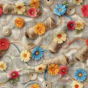 پارچه مخمل روبالشی پارچه باما طرح 5 بعدی گل و خیاطی کد 5013546