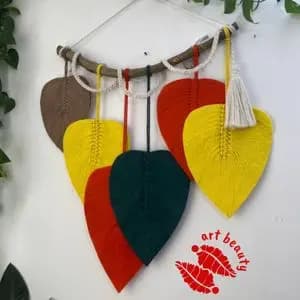 دیوارکوب برگ مکرومه طرح منگوله اویز