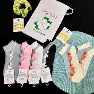 جوراب مچی رو شیشه ای زنانه گلدار