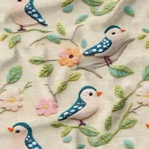 پارچه مخمل طرح سه بعدی پرنده بافتنی کد 5013500