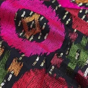 پارچه وال کتان سوزن دوزی و پولک دوزی هندی