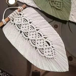 دیوارکوب آویز تک برگ مکرومه بافی دکوراتیو طرح موج