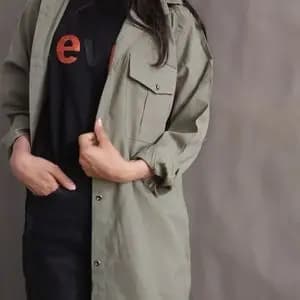 شومیز زنانه مانتویی لنین دو جیب کد 04