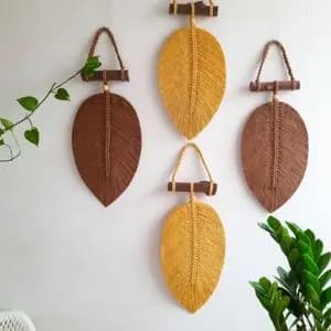 مجموعه چهار عددی دیوار کوب برگ مکرومه بافی