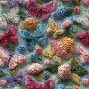 پارچه مخمل کوسن مبل پارچه باما طرح سه بعدی پروانه و گل کد 5014083