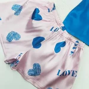 لباس خواب زنانه تاپ شورتک طرح قلب 99