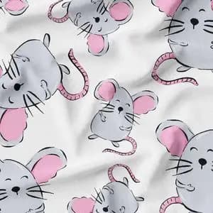 پارچه لباسی طرح دار پارچه الف مدل کرپ بوگاتی طرح موش بامزه کد4011542