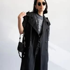 ترنچ کت باچ مشکی ساده