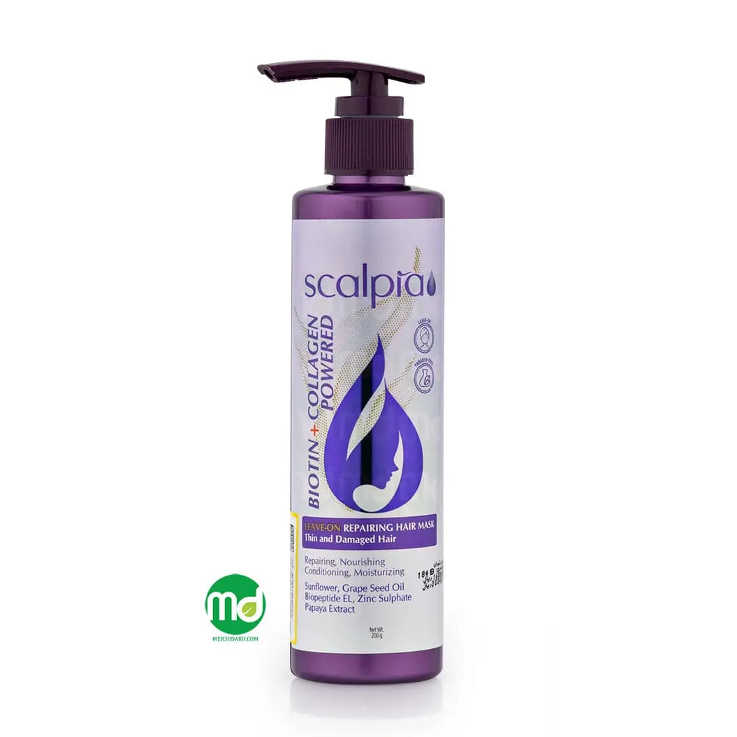 ماسک مو بدون نیاز به آبکشی اسکالپیا حاوی بیوتین و کلاژن 200ml