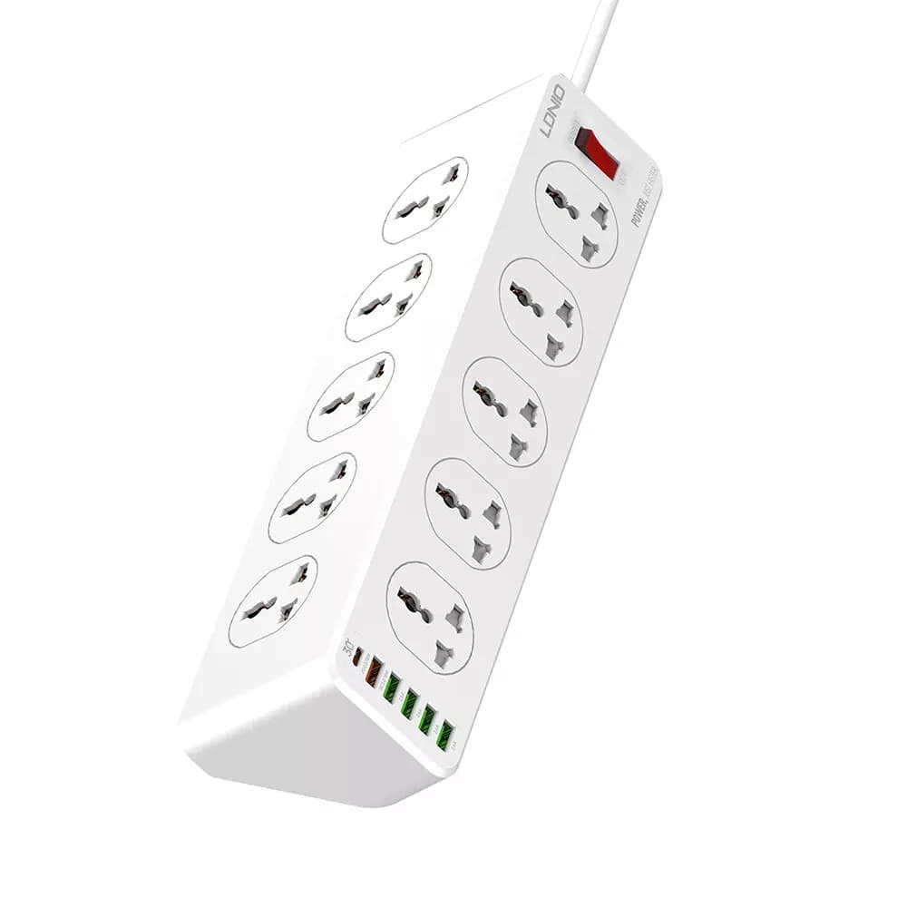 چندراهی برق 10 سوکت، 5 یواس‌بی و 1 تایپ‌‎سی الدنیو مدل SC10610