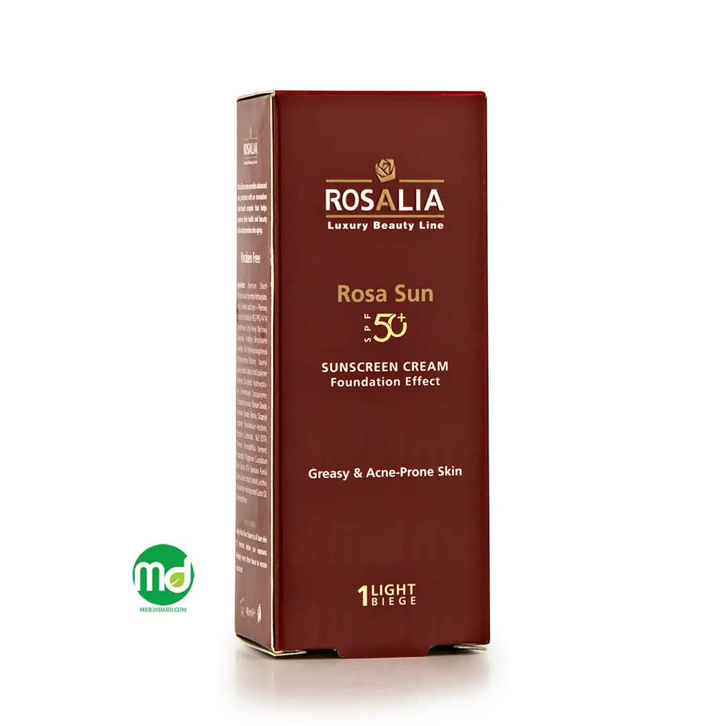 کرم ضد آفتاب رزالیا مخصوص پوست چرب و جوش دار بژ روشن +SPF 50