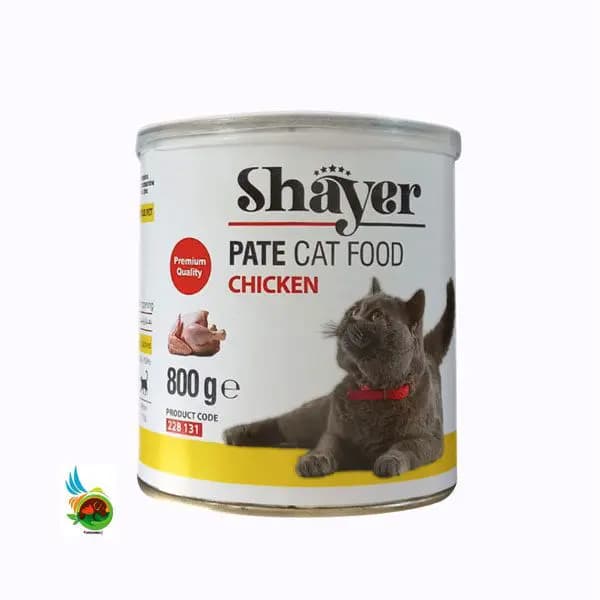 کنسرو غذای گربه شایر با طعم گوشت مرغ Shayer Chicken وزن ۸۰۰ گرم
