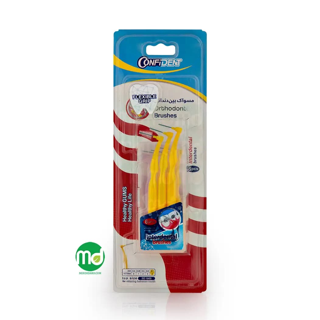 مسواک بین دندانی سایز 4 کانفیدنت مدل دسته دار 6 عددی