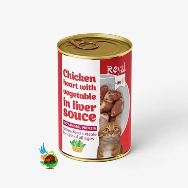 کنسرو نچرال گربه رویال کوکو با طعم دل مرغ و سبزیجات در سس جگر Royal coco وزن ۳۸۰ گرم