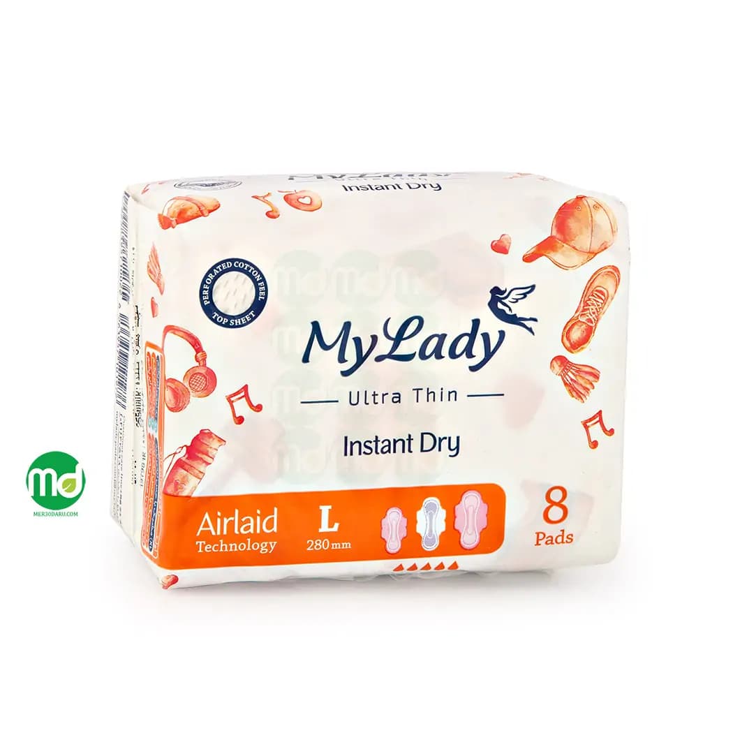 نوار بهداشتی مشبک ایرلید مای لیدی بالدار خیلی نازک نارنجی 8 عددی