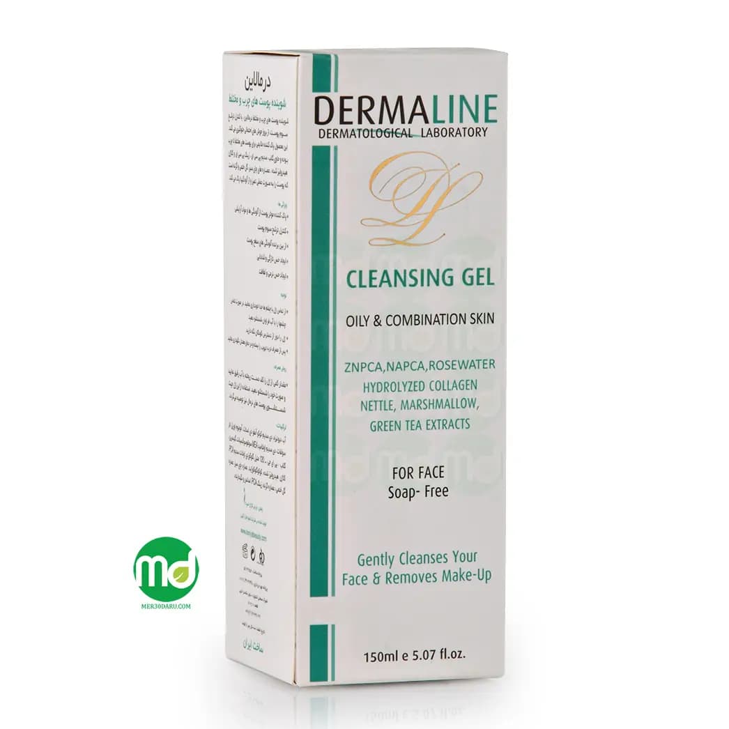 ژل شستشوی صورت پوست چرب درمالاین فاقد صابون