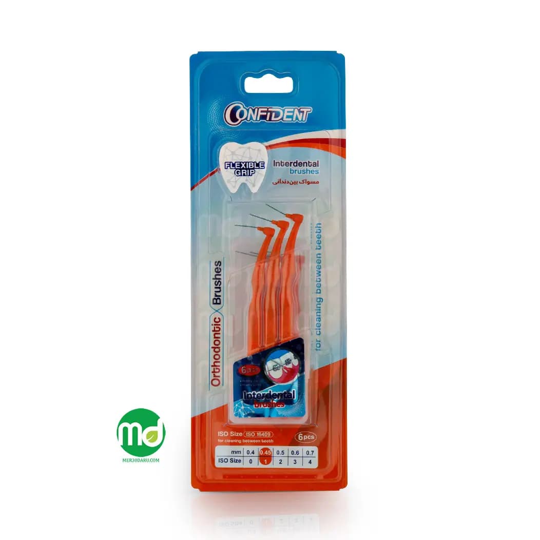 مسواک بین دندانی کانفیدنت مدل دسته دار 6 عددی سایز 1