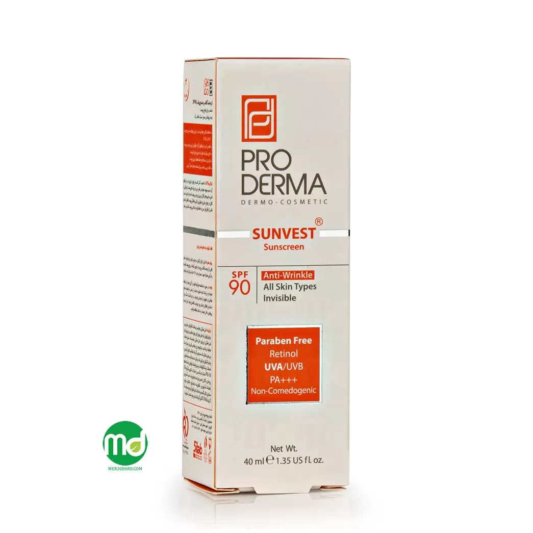 کرم ضد آفتاب بی رنگ جوان ساز سان وست پرودرما SPF 90