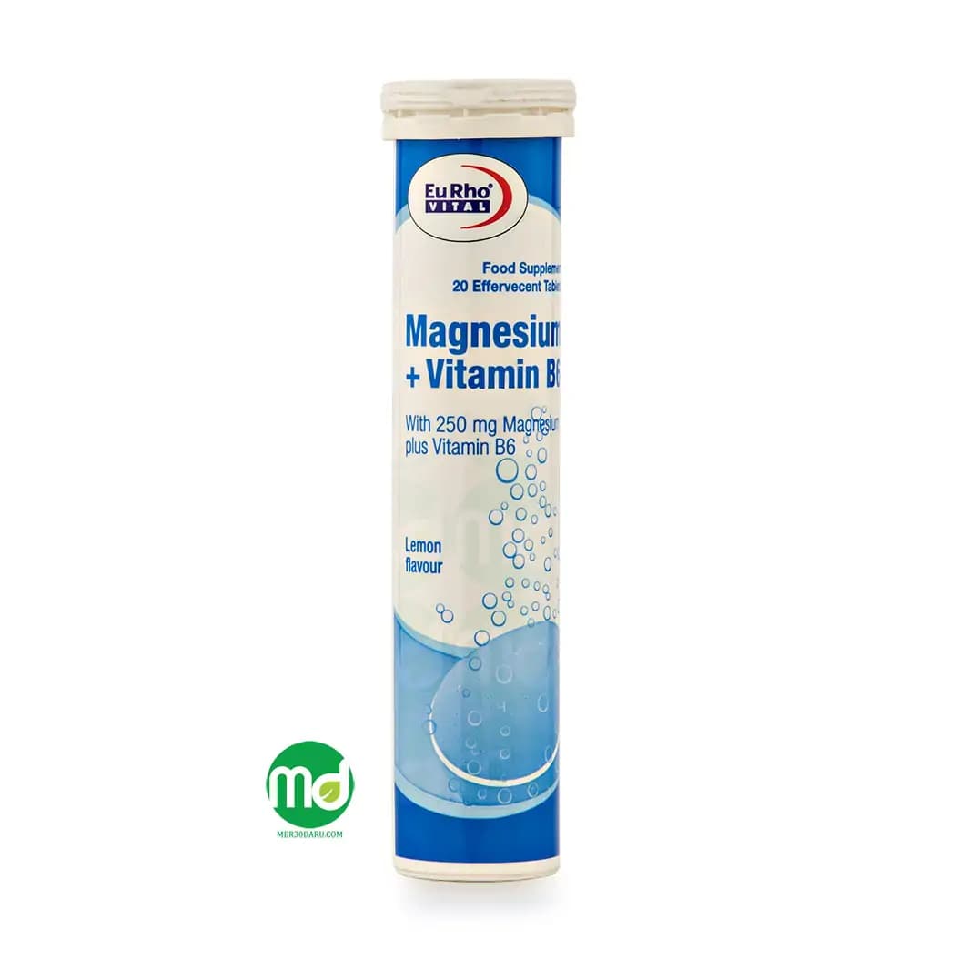 قرص جوشان منیزیم و ویتامین B6 یوروویتال با طعم لیمو