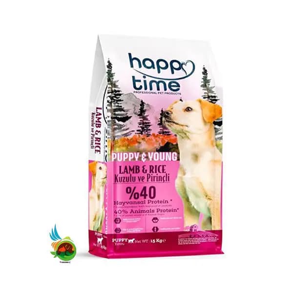 غذای خشک سگ پاپی و جونیور هپی تایم طعم بره و برنج Happy time With lamb and rice flavor وزن ۱ کیلو گرم (فله ای)