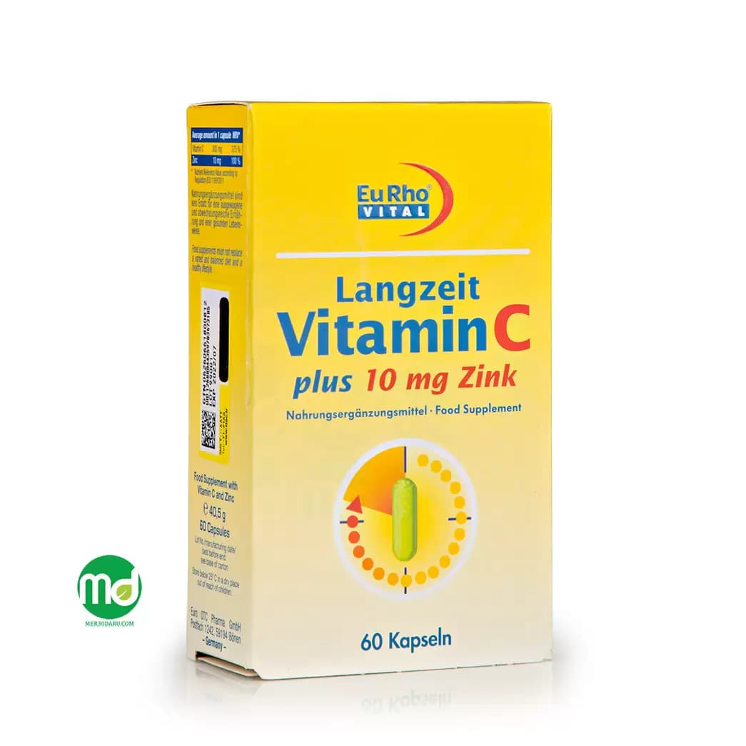 کپسول ویتامین C و زینک یورو ویتال لانگزیت 60 عددی vitamin c Eurho Vital