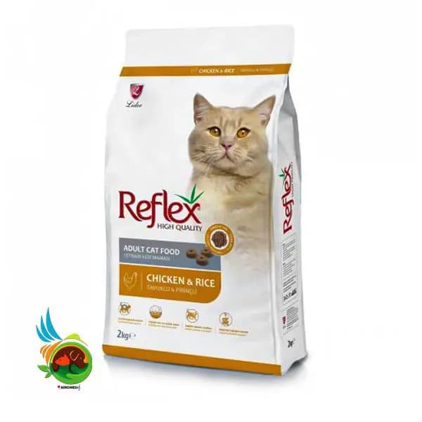 غذای خشک گربه بالغ رفلکس با طعم مرغ و برنج Reflex adult cat food with chicken & rice وزن ۲ کیلوگرم