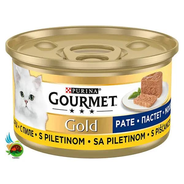 کنسرو گربه گورمت گلد با طعم مرغ مدل پته Gourmet gold with Chicken وزن ۸۵ گرم