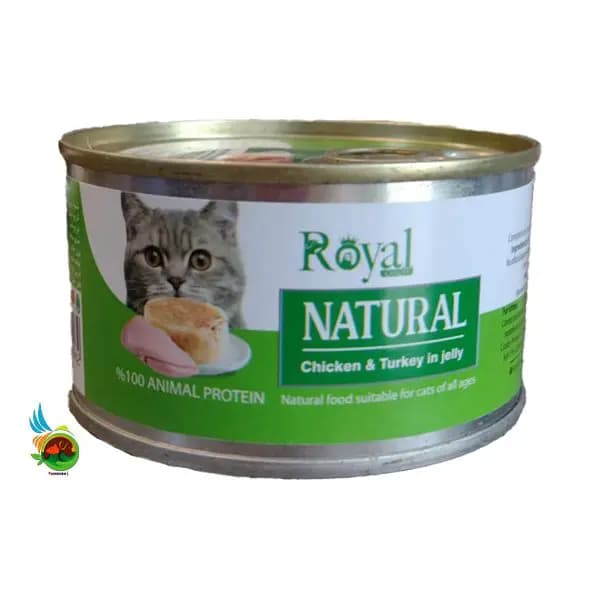 کنسرو نچرال گربه رویال کوکو طعم مرغ و بوقلمون در ژله Royal coco chicken & turkey in jelly وزن ۲۲۰ گرم