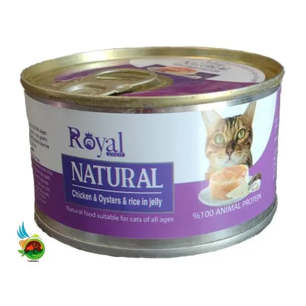 کنسرو نچرال گربه رویال کوکو طعم مرغ، صدف و برنج در ژله Royal coco chicken & oysters & rice in jelly وزن ۲۲۰ گرم
