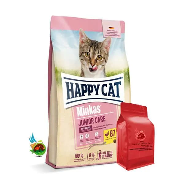 غذای خشک گربه جونیور مینکاس هپی کت با طعم مرغ Happycat minkas junior with poultry (فله ای)