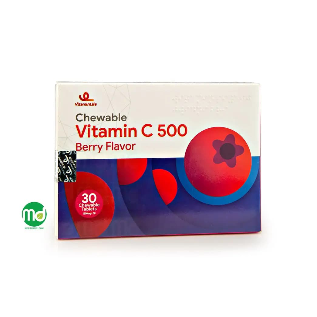 قرص جویدنی ویتامین C 500 ویتامین لایف 30 عدد
