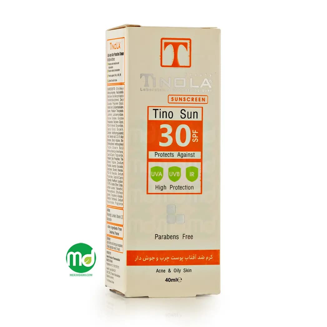 کرم ضد آفتاب بی رنگ تینولا برای پوست چرب و جوش دار SPF 30