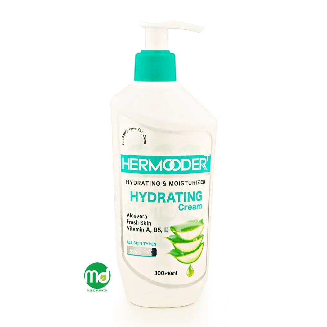 کرم آبرسان پمپی هرمودر حاوی آلوئه ورا برای انواع پوست 300ml