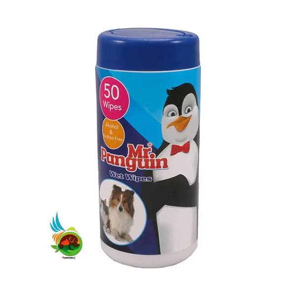 دستمال مرطوب حیوانات مستر پنگوئن مدل Wet Wipes بسته ۵۰ عددی
