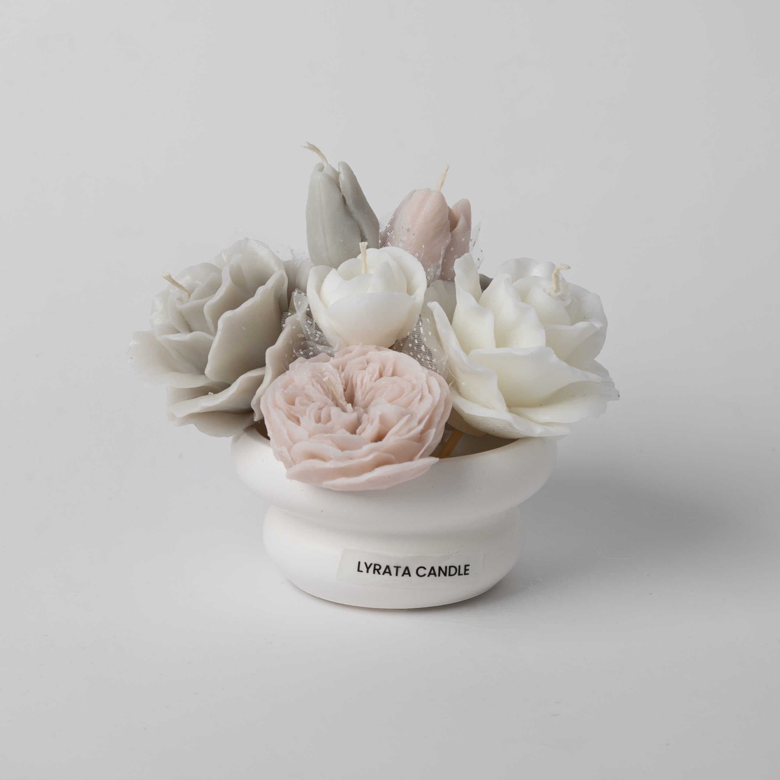 شمع دست ساز گل کاسه ای دو طبقه